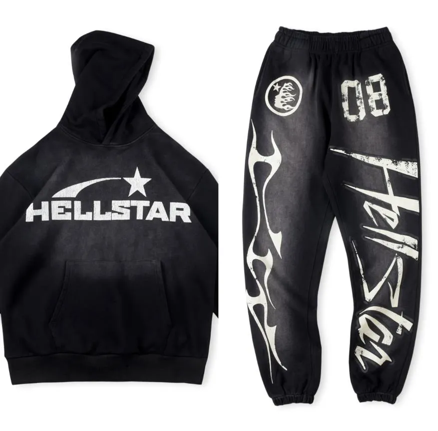 Hellstar Black hip-hop Tracksuit Men and Women